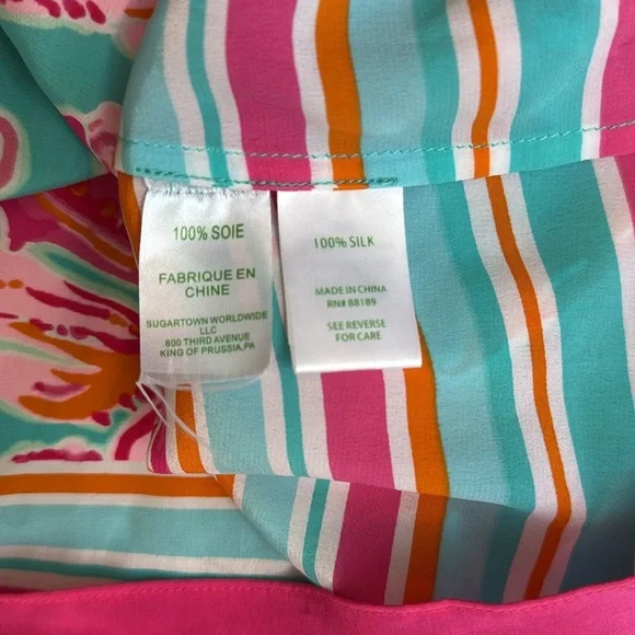 Lily Pulitzer Odessa 100% Silk Strapless Tube Top Y2K - Picture 5 of 6